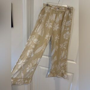 American Eagle Tan Floral Wide Leg Pants Size M